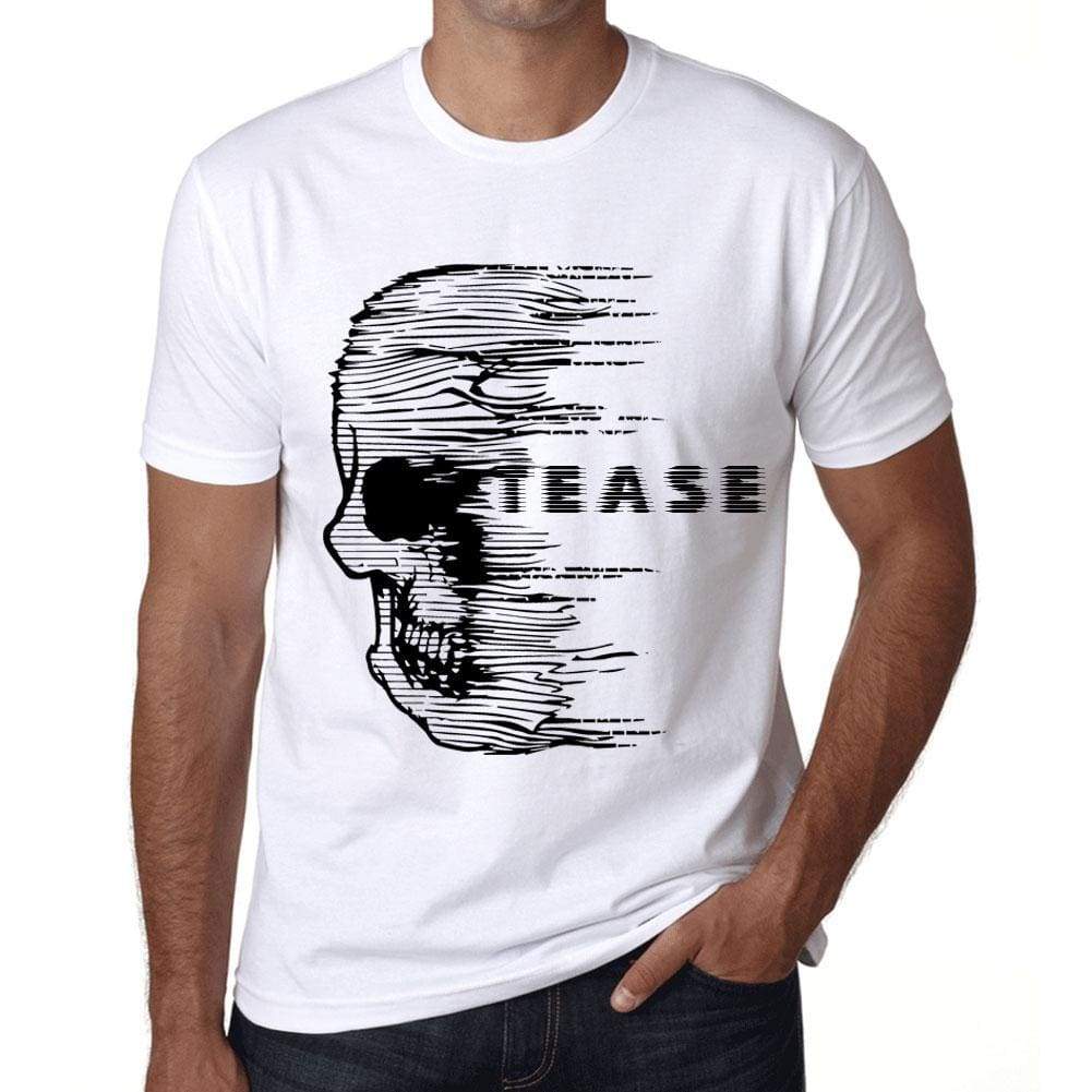 Mens Vintage Tee Shirt Graphic T Shirt Anxiety Skull Tease White - White / Xs / Cotton - T-Shirt
