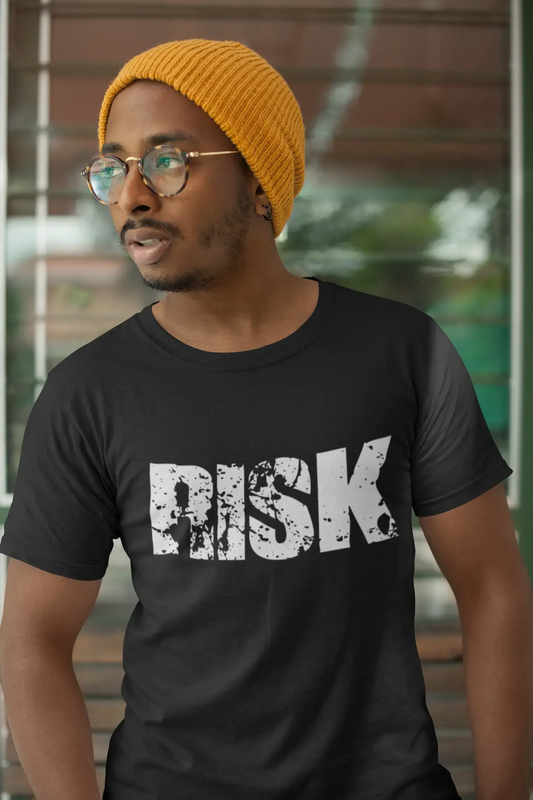 risk , white letters, Men's Short Sleeve Round Neck T-shirt 00007