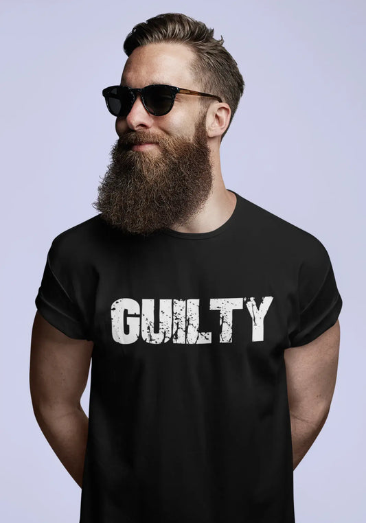 guilty , white letters, Men's Short Sleeve Round Neck T-shirt 00007