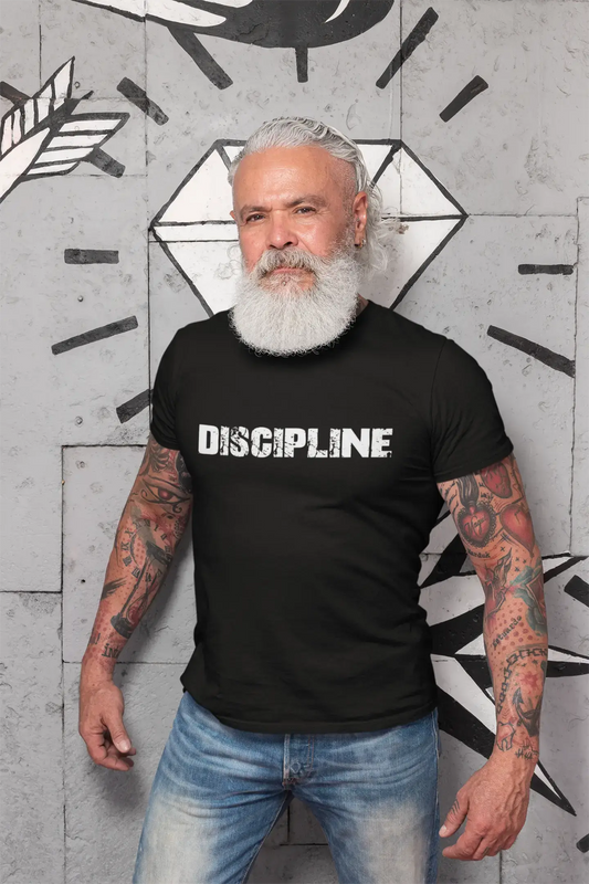 discipline , white letters, Men's Short Sleeve Round Neck T-shirt 00007