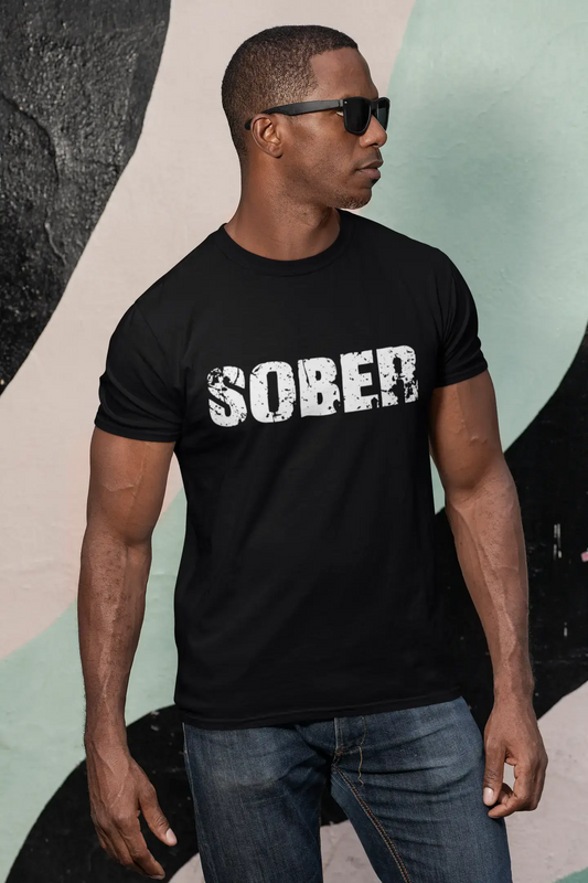 sober Men's Short Sleeve Round Neck T-shirt , 5 letters Black , word 00006