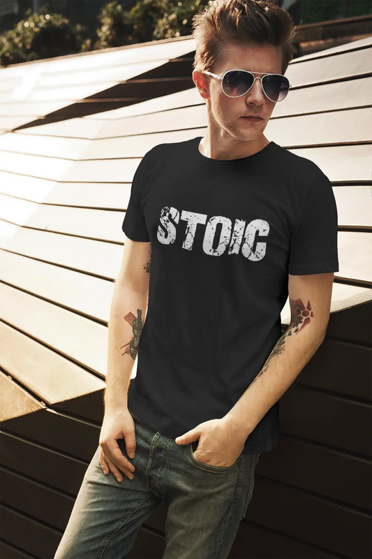 stoic Men's Short Sleeve Round Neck T-shirt , 5 letters Black , word 00006