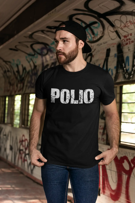 polio Men's Short Sleeve Round Neck T-shirt , 5 letters Black , word 00006
