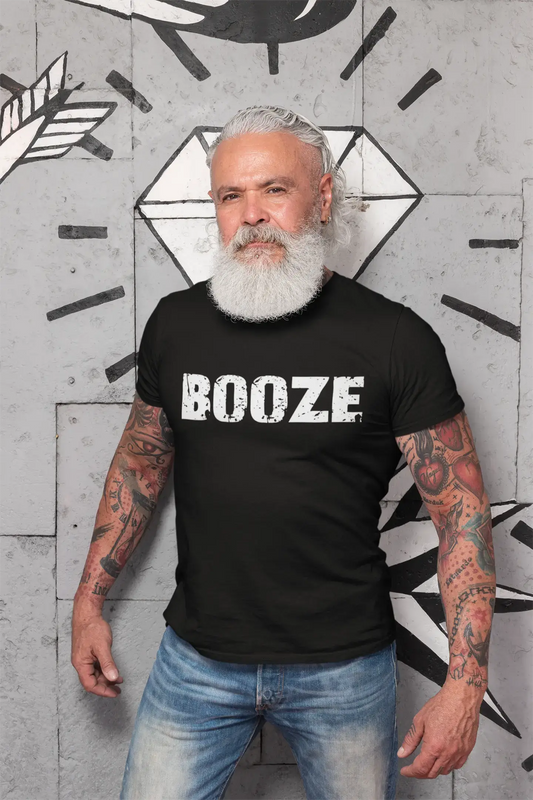 booze <span>Homme</span> <span>manches courtes</span> <span>Col rond</span> T-shirt , 5 lettres <span>Noir</span> , mot 00006