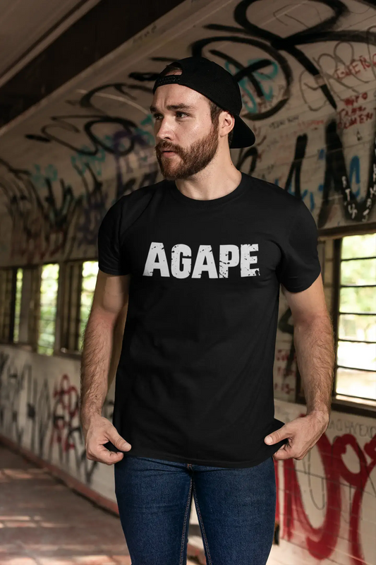 agape T-shirt <span>manches courtes</span> <span>col rond</span> <span>homme</span> , 5 lettres <span>noir</span> , mot 00006