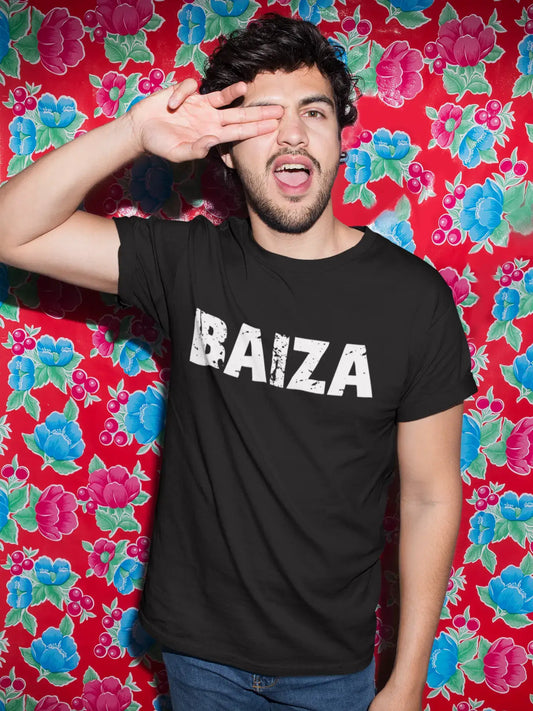 baiza Men's Short Sleeve Round Neck T-shirt , 5 letters Black , word 00006