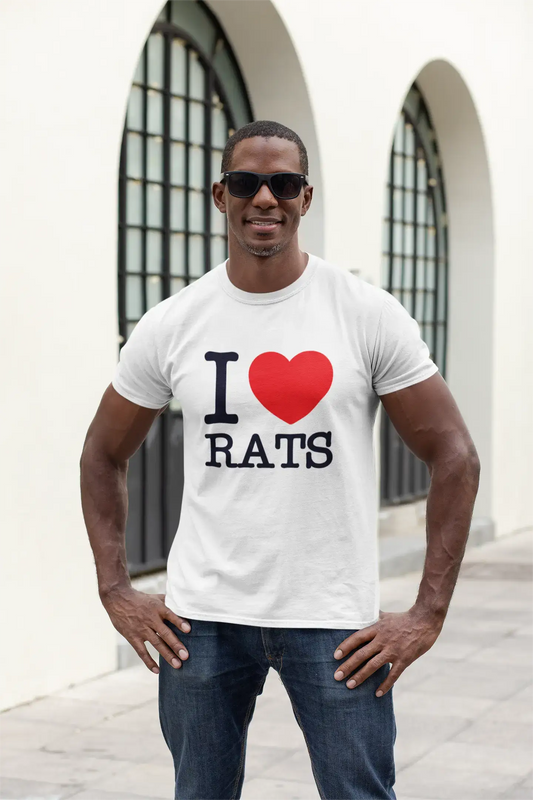 RATS, I love animals, White, Men's Short Sleeve Round Neck T-shirt 00064
