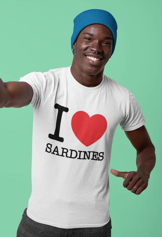 SARDINES, I love animals, White, Men's Short Sleeve Round Neck T-shirt 00064