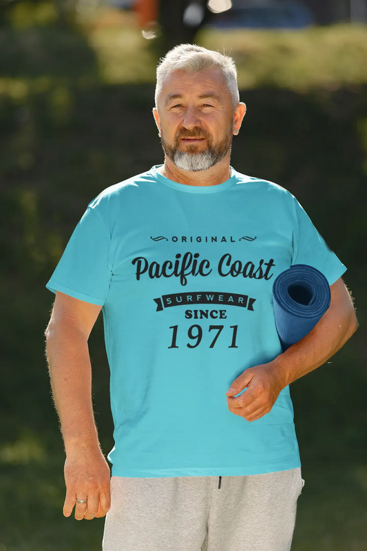 1971, Côte du Pacifique, Bleu, T-shirt à manches courtes et col rond Homme 00104