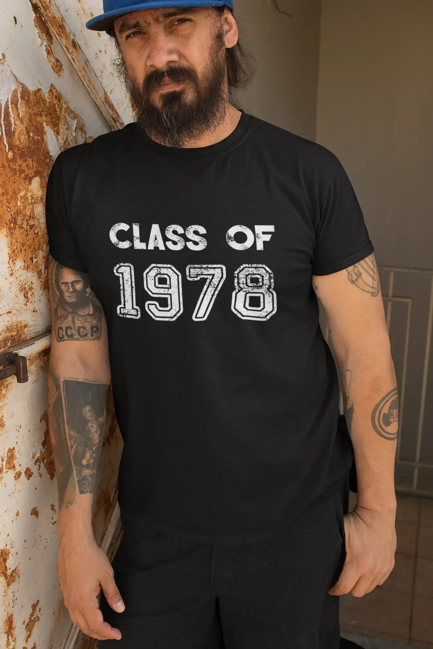 1978, Classe de, noir, T-shirt à manches courtes et col rond Homme 00103