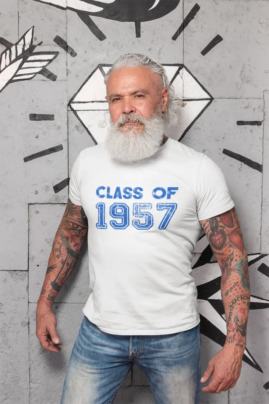 1957, Classe de, blanc, T-shirt à manches courtes et col rond homme 00094
