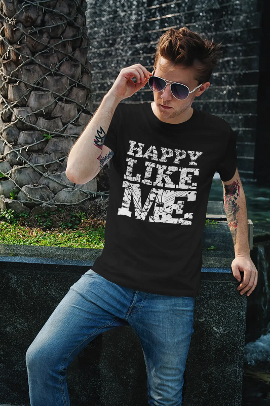 HAPPY Like me, noir, T-shirt manches courtes col rond Homme 00055