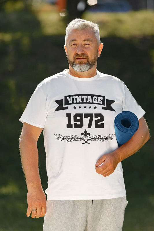 1972 Vintage Year Blanc , T-shirt manches courtes col rond homme 00096