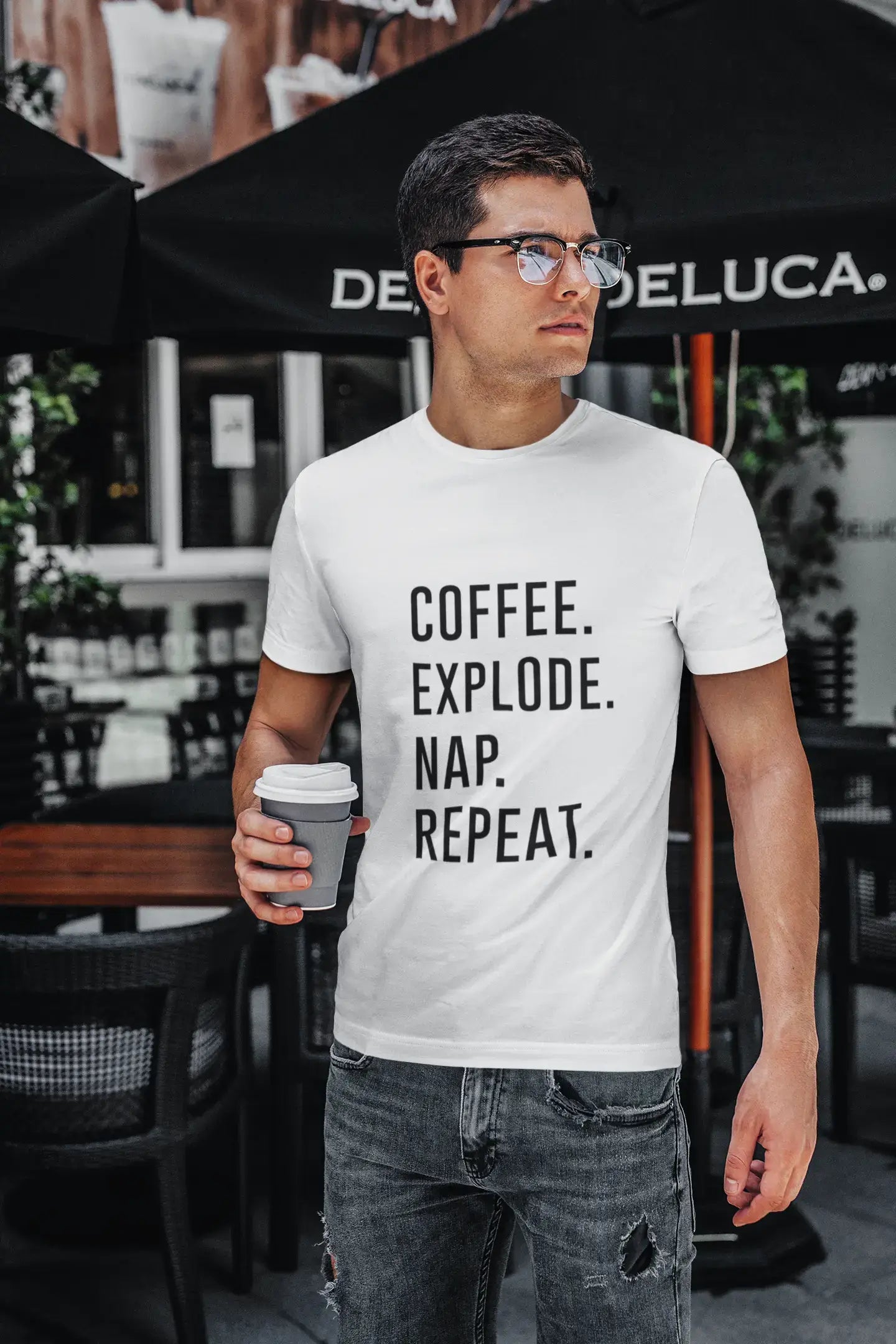 COFFEE EXPLODE NAP REPEAT T-shirt manches courtes col rond Homme 00058