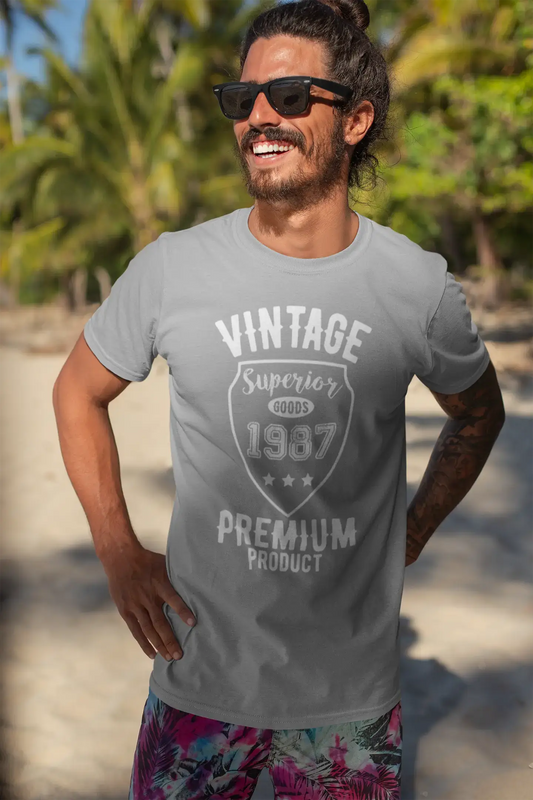 1987 Vintage superior, Grey, Men's Short Sleeve Round Neck T-shirt 00098
