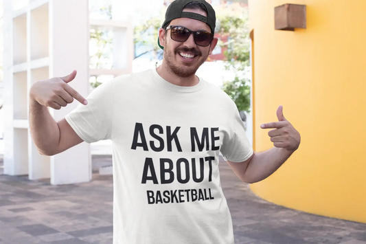 • Posez-moi des questions sur le basket-ball, Blanc , T-shirt à manches courtes et col rond Homme 00277