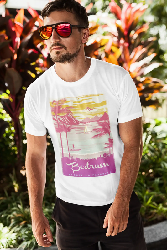 Bodrum, Escape to paradise, Blanc , T-shirt à manches courtes et col rond Homme 00281