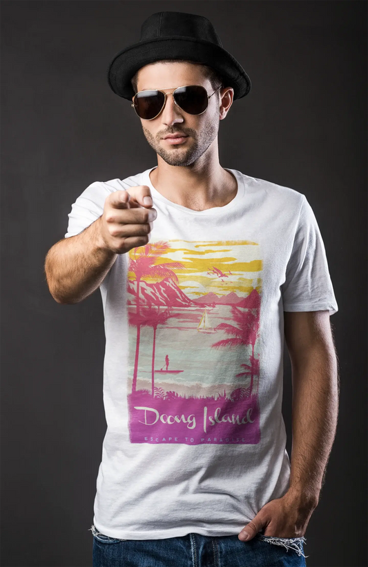 Doong Island, Escape to paradise, Blanc , T-shirt à manches courtes et col rond Homme 00281