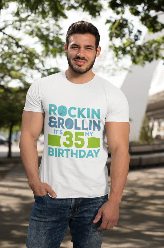 Rockin&amp;Rollin 35, Blanc , T-shirt manches courtes Col rond Homme 00339