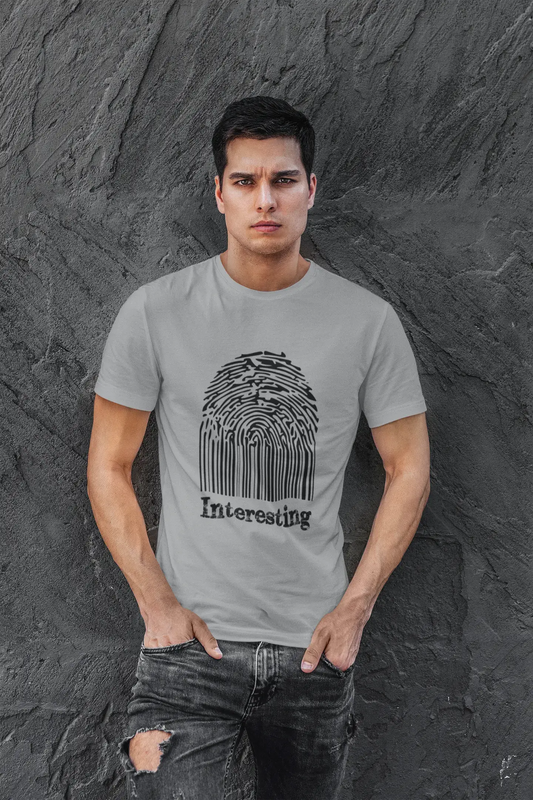 Empreinte digitale intéressante, gris, T-shirt à manches courtes et col rond pour hommes, t-shirt cadeau 00309