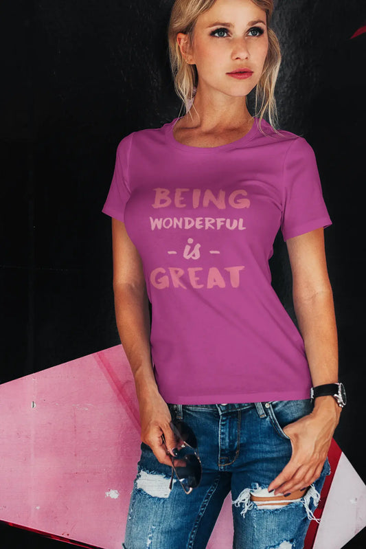 Wonderful, Being Great, Pink, Women's Short Sleeve Round Neck T-shirt, gift t-shirt 00335