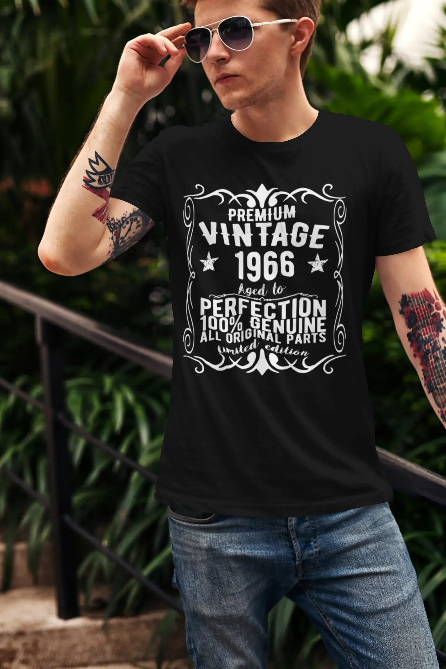 Premium Vintage Year 1966, Black, Men's Short Sleeve Round Neck T-shirt, gift t-shirt 00347