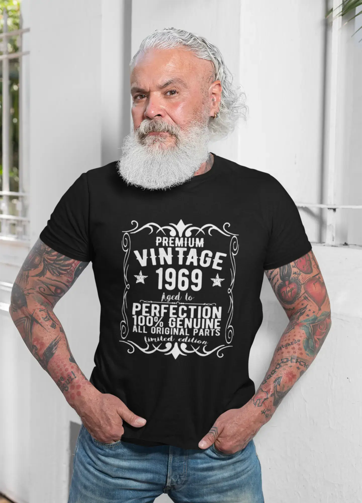 Premium Vintage Year 1969, Black, Men's Short Sleeve Round Neck T-shirt, gift t-shirt 00347