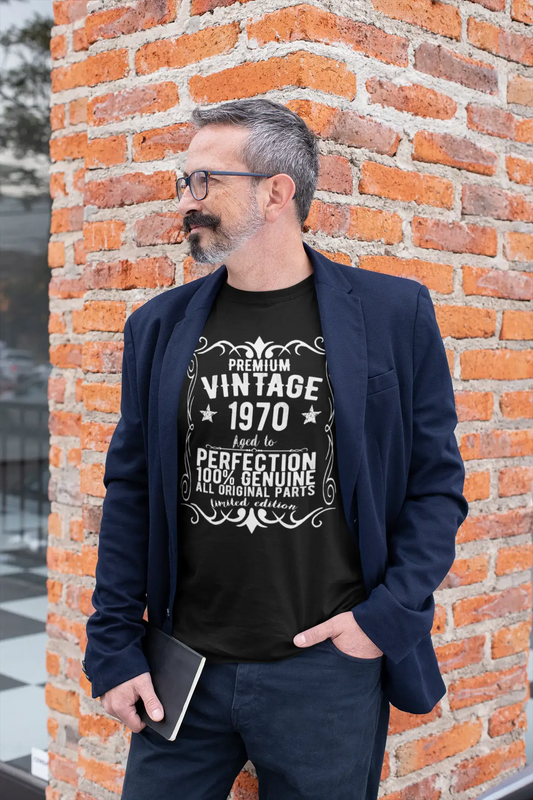 Premium Vintage Year 1970, Black, Men's Short Sleeve Round Neck T-shirt, gift t-shirt 00347
