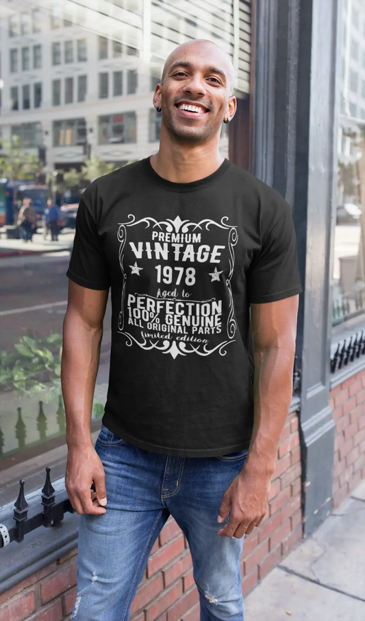 Premium Vintage année 1978, noir, T-shirt à manches courtes et col rond pour hommes, t-shirt cadeau 00347