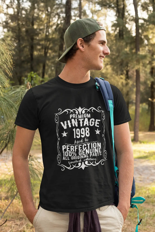 Premium Vintage année 1998, noir, T-shirt à manches courtes et col rond pour hommes, t-shirt cadeau 00347
