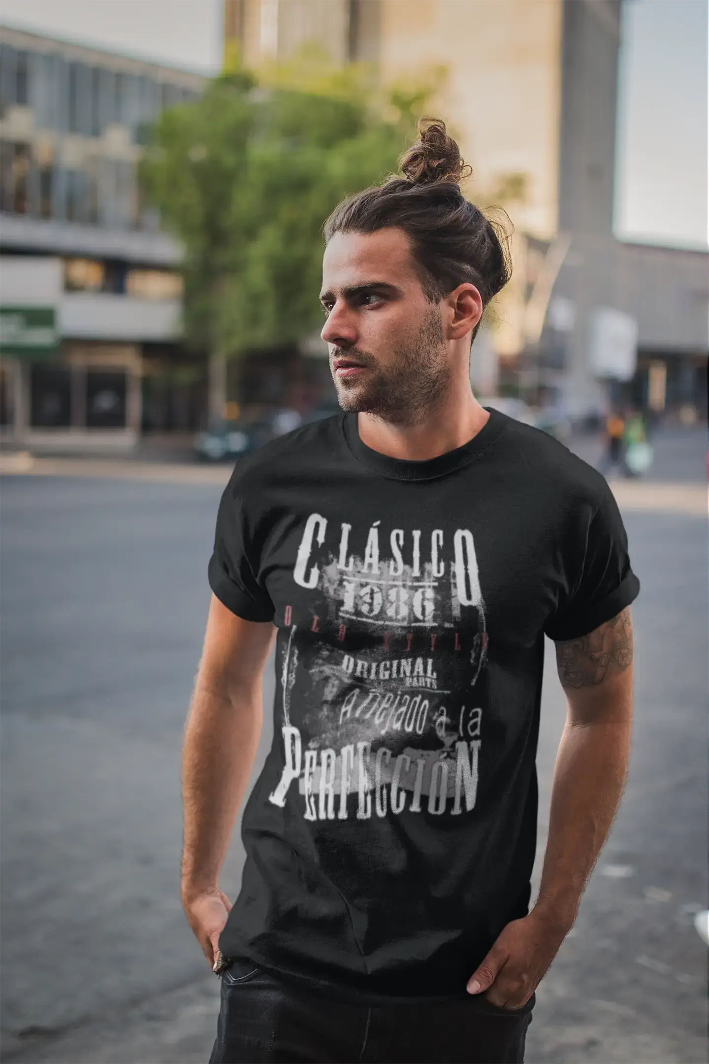 Aged To Perfection, espagnol, 1986, noir, T-shirt à manches courtes et col rond pour hommes, t-shirt cadeau 00359