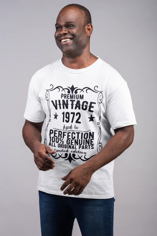 Premium Vintage année 1972, blanc, T-shirt à manches courtes et col rond pour hommes, t-shirt cadeau 00349