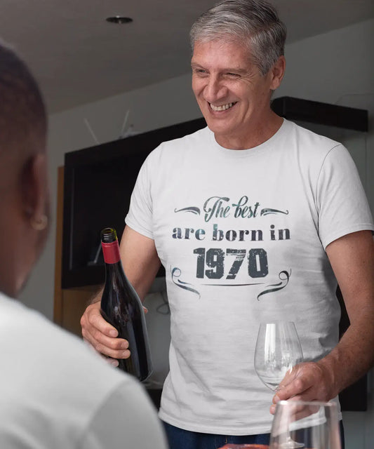 The Best are Born in 1970 Men's T-shirt Blanc Anniversaire Cadeau 00398