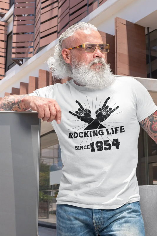 Rocking Life Since 1954 Men's T-shirt Blanc Anniversaire Cadeau 00400
