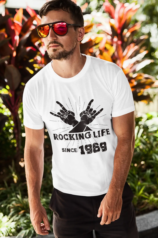 Rocking Life Since 1969 Men's T-shirt Blanc Anniversaire Cadeau 00400