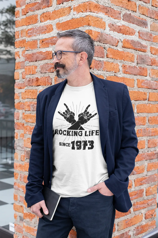 Rocking Life Since 1973 Men's T-shirt Blanc Anniversaire Cadeau 00400