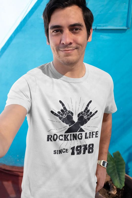 Rocking Life Since 1978 Men's T-shirt Blanc Anniversaire Cadeau 00400