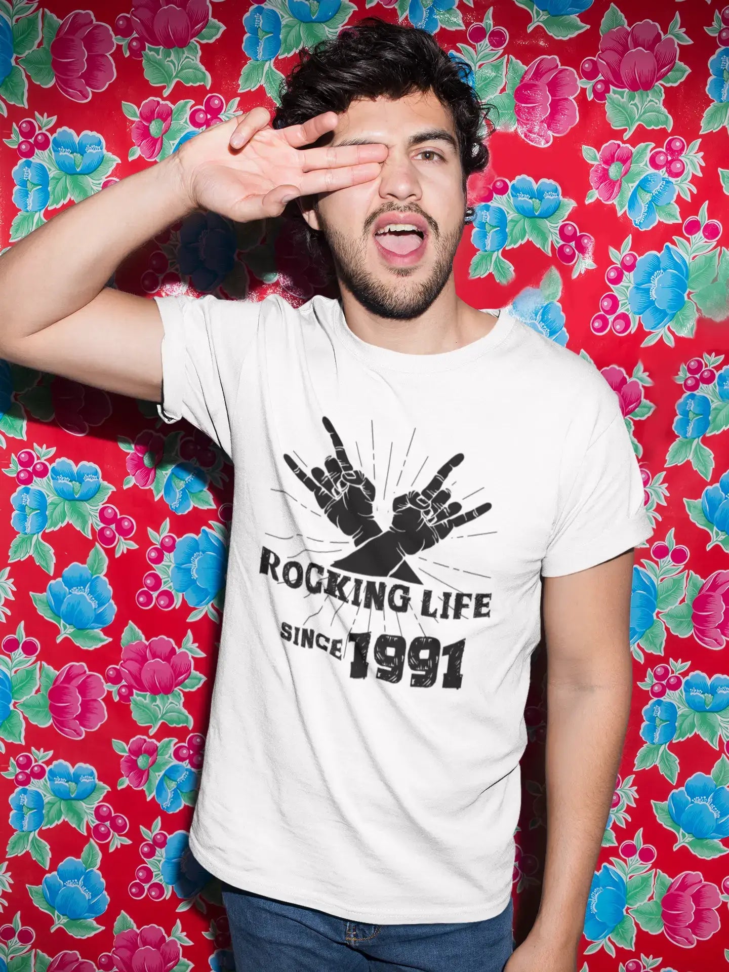 Rocking Life Since 1991 Men's T-shirt Blanc Anniversaire Cadeau 00400