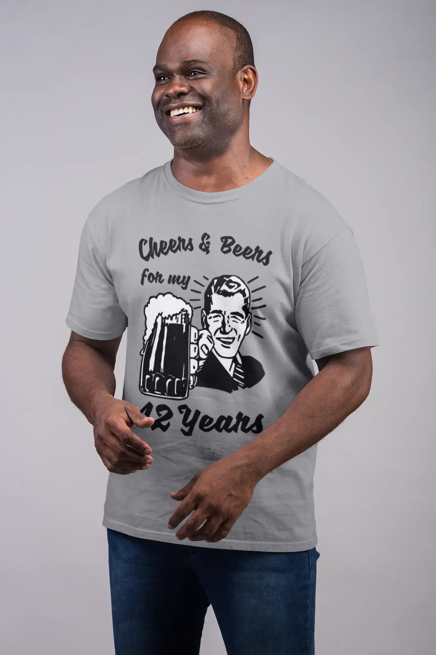 Cheers and Beers For My 42 Years T-shirt <span>Homme</span> <span>Gris</span> 42th <span>Anniversaire</span> <span>Cadeau</span> 00416