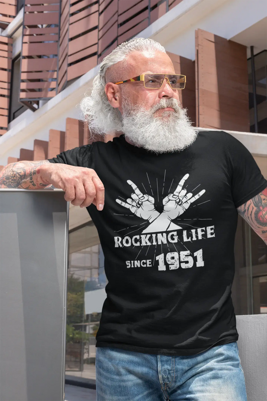 Rocking Life Since 1951 Men's T-shirt Noir Anniversaire Cadeau 00419