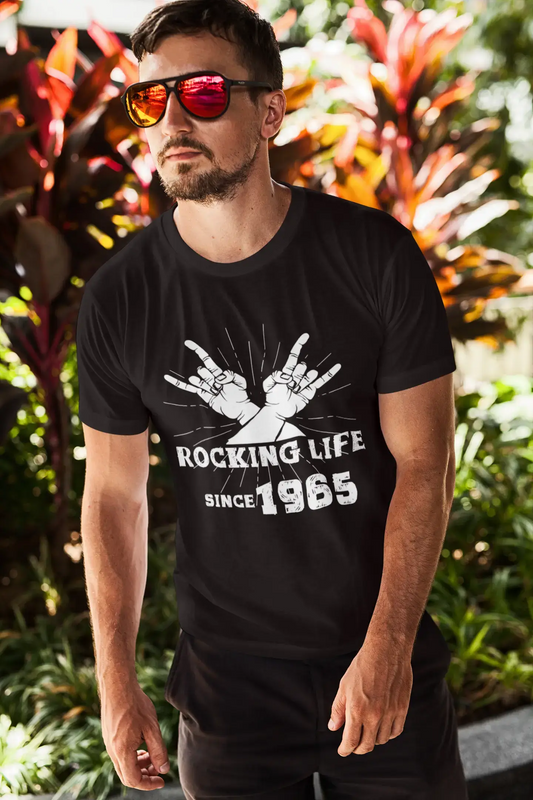 Rocking Life Since 1965 Men's T-shirt Noir Anniversaire Cadeau 00419
