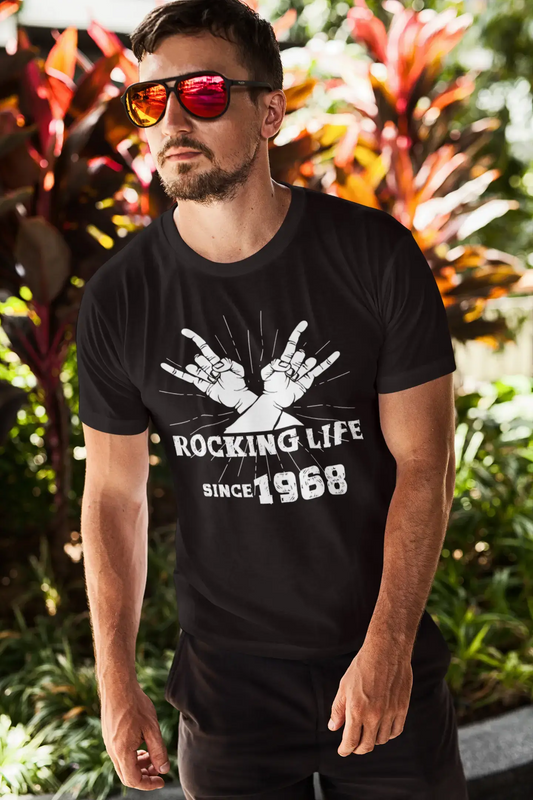 Rocking Life Since 1968 Men's T-shirt Noir Anniversaire Cadeau 00419