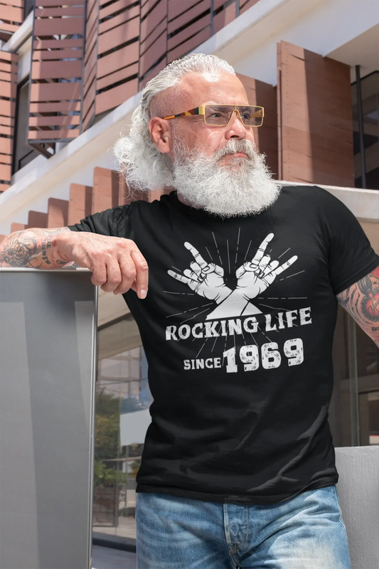 Rocking Life Since 1969 Men's T-shirt Noir Anniversaire Cadeau 00419