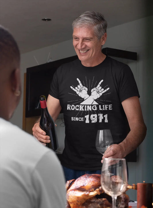 Rocking Life Since 1971 Men's T-shirt Noir Anniversaire Cadeau 00419