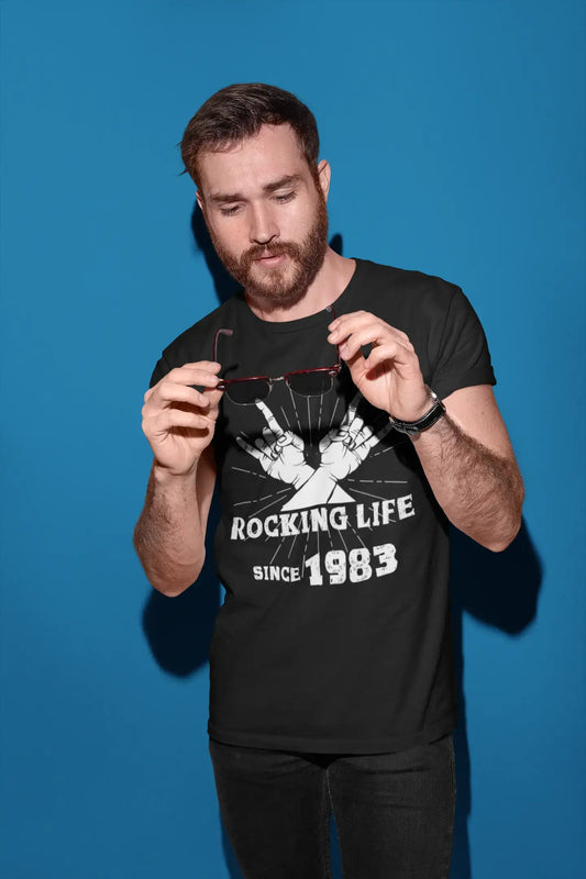 Rocking Life Since 1983 Men's T-shirt Noir Anniversaire Cadeau 00419