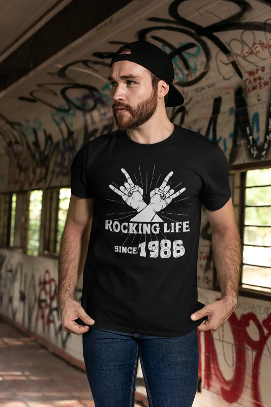 Rocking Life Since 1986 Men's T-shirt Noir Anniversaire Cadeau 00419