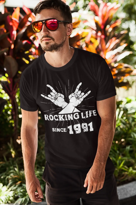 Rocking Life Since 1991 Men's T-shirt Noir Anniversaire Cadeau 00419