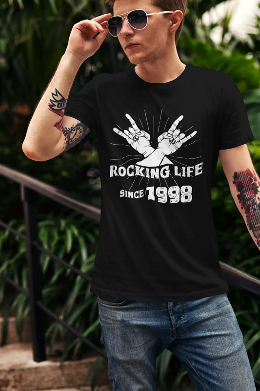 Rocking Life Since 1998 Men's T-shirt Noir Anniversaire Cadeau 00419