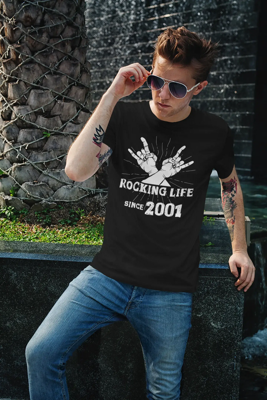 Rocking Life Since 2001 Men's T-shirt Noir Anniversaire Cadeau 00419