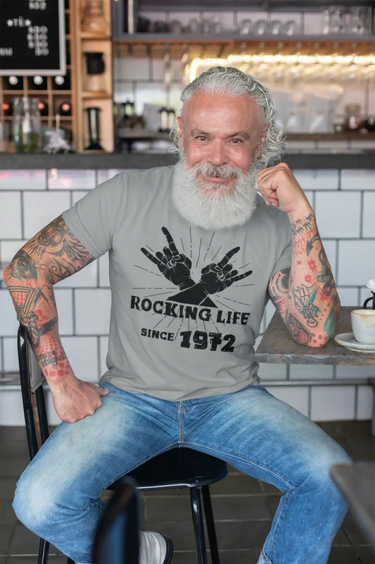 Rocking Life Since 1972 Men's T-shirt Gris Anniversaire Cadeau 00420